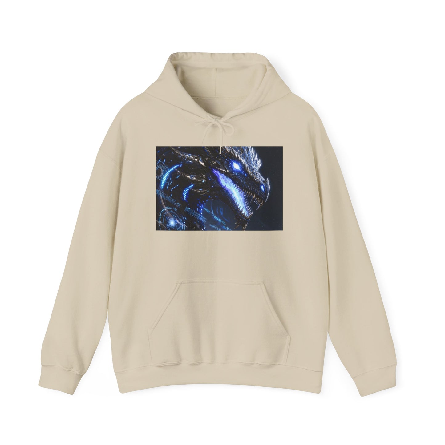 Blue Dragon Hoodie – Neon Fantasy Dragon Face Pullover