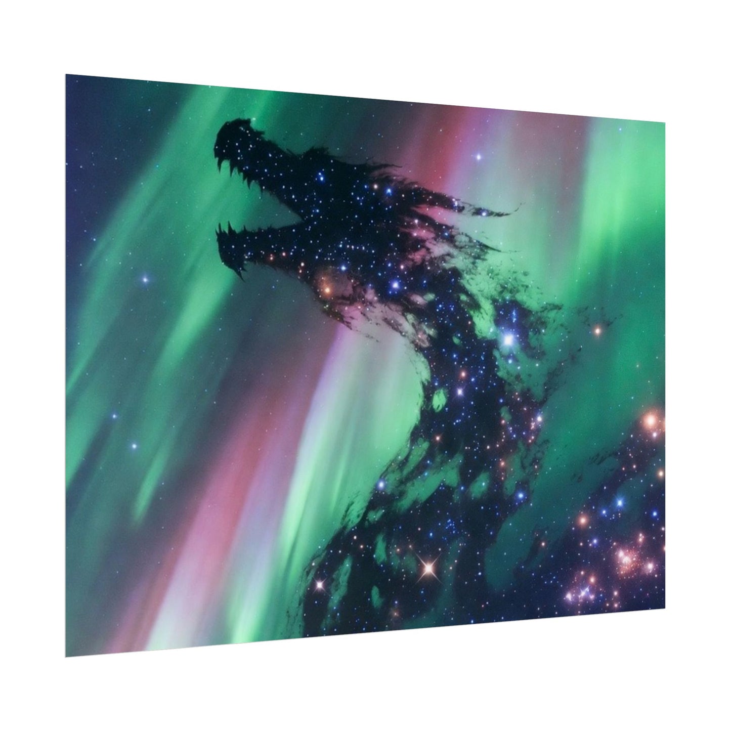 Aurora Dragon Poster — Cosmic Northern Lights Wall Art (Rolled Poster)