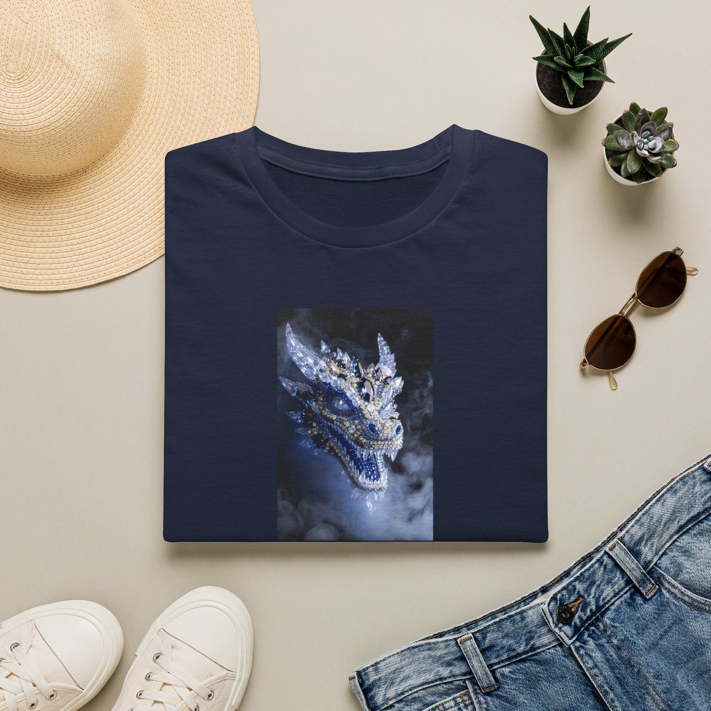 Dragon Portrait T-Shirt — Mystical Blue Dragon Art Tee