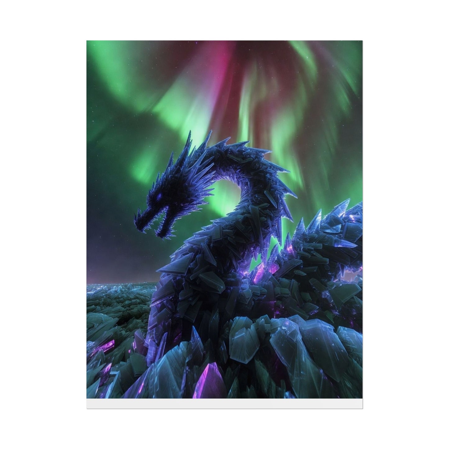 Aurora Crystal Dragon Poster — Fantasy Wall Art Print