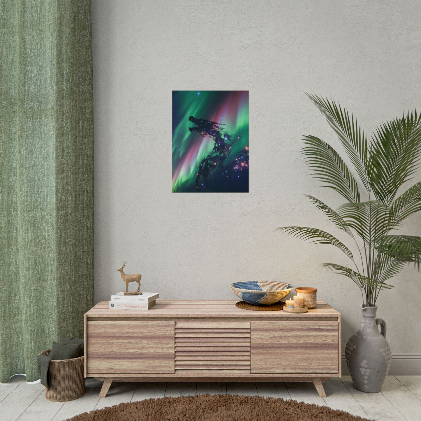 Aurora Dragon Poster — Cosmic Northern Lights Wall Art (Rolled Poster)