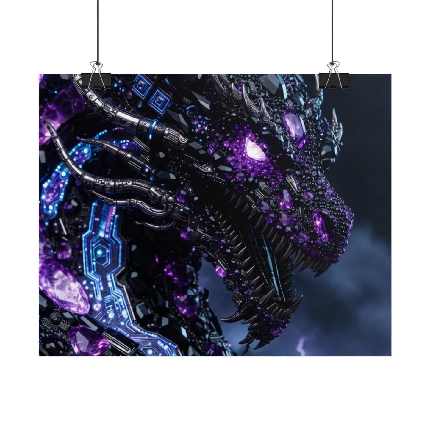 Rolled Poster — Cyberpunk Dragon Storm Art Print
