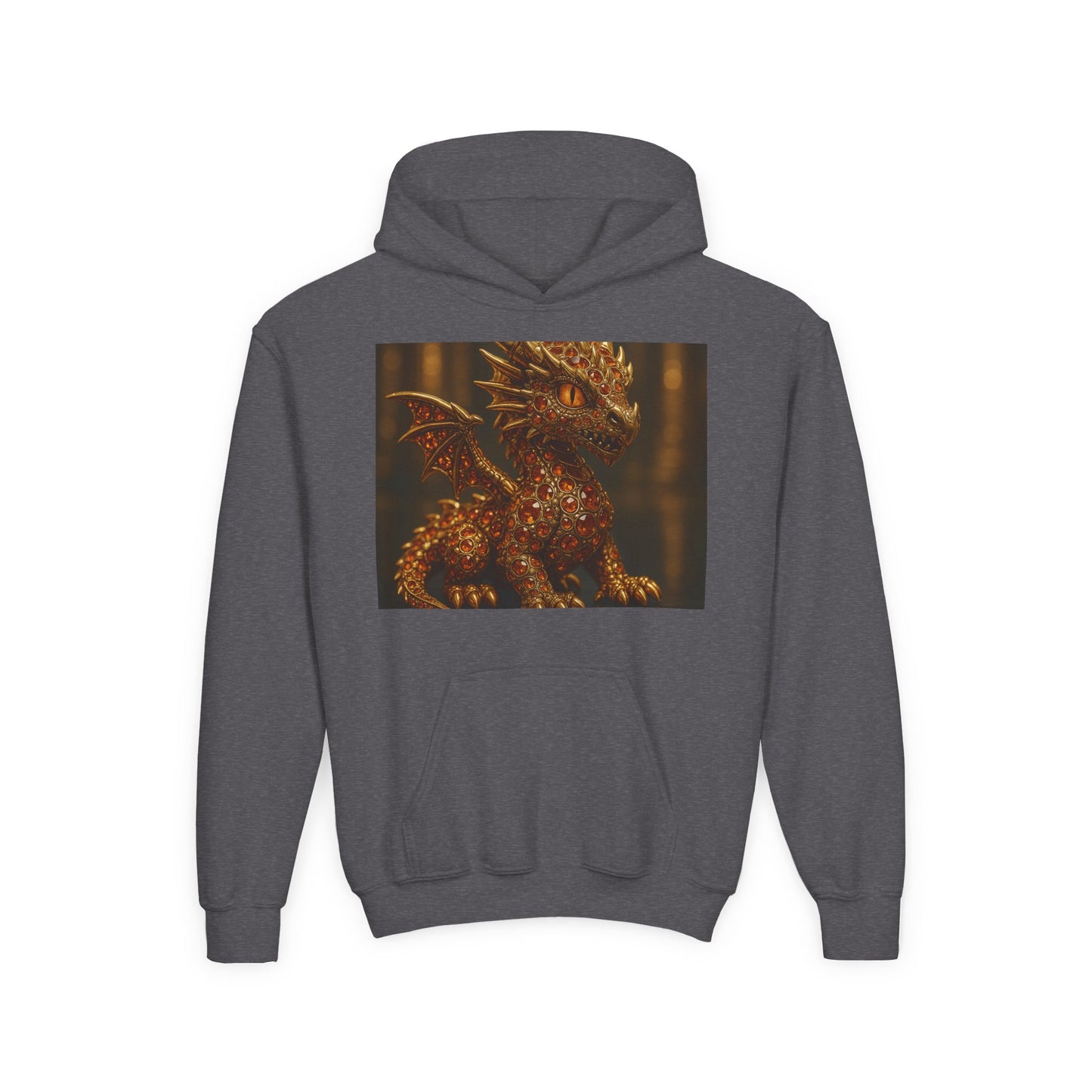 Dragon Fantasy Youth Heavy Blend Hooded Sweatshirt, Adventure Hoodie, Gift for Kids, Fantasy Apparel, Cozy Sweatshirt for Young Dreamers