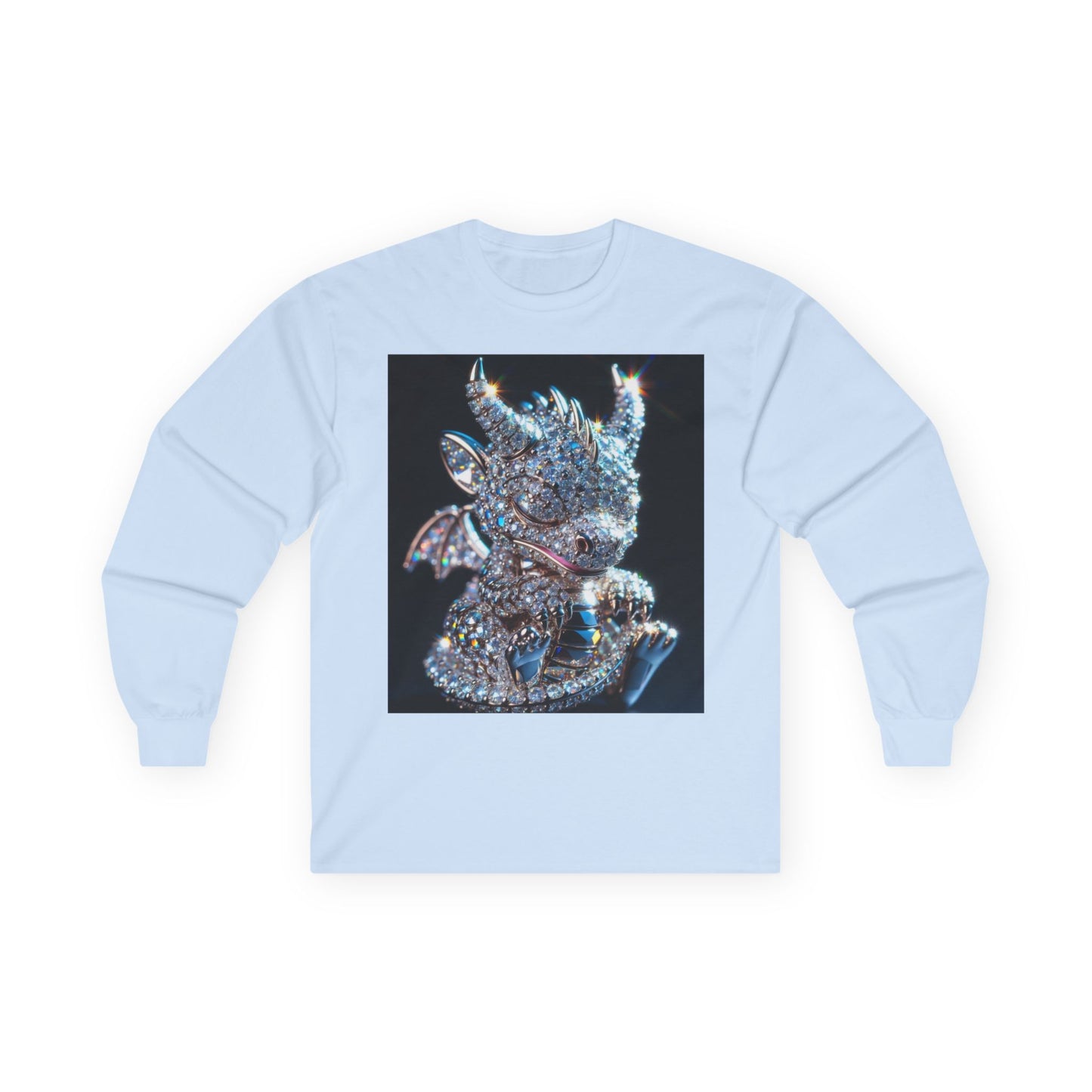 Dragon Head Long Sleeve Tee — Iridescent Fantasy Skull Graphic
