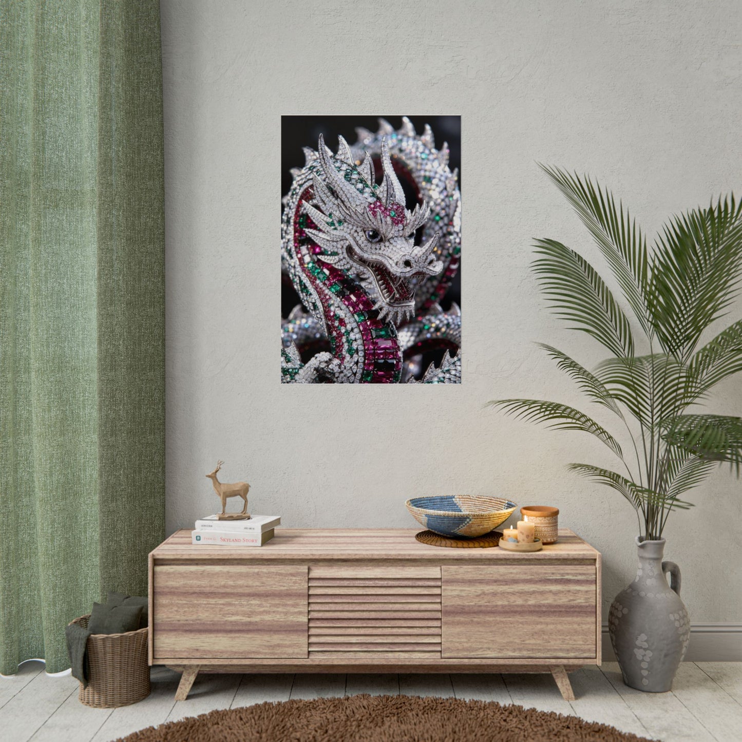 Dragon Jewel Poster — Luxury Gemstone Dragon Wall Art (Rolled Poster)