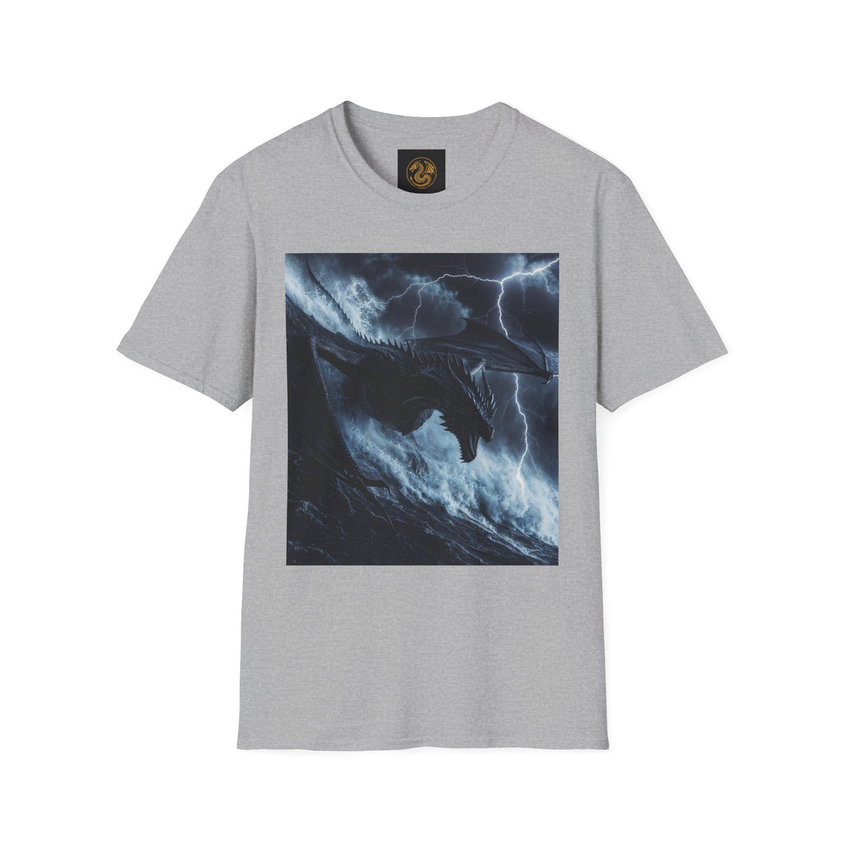 A Stormy Oceanic Dragon T-Shirt — Dark Ocean Lightning Graphic Tee