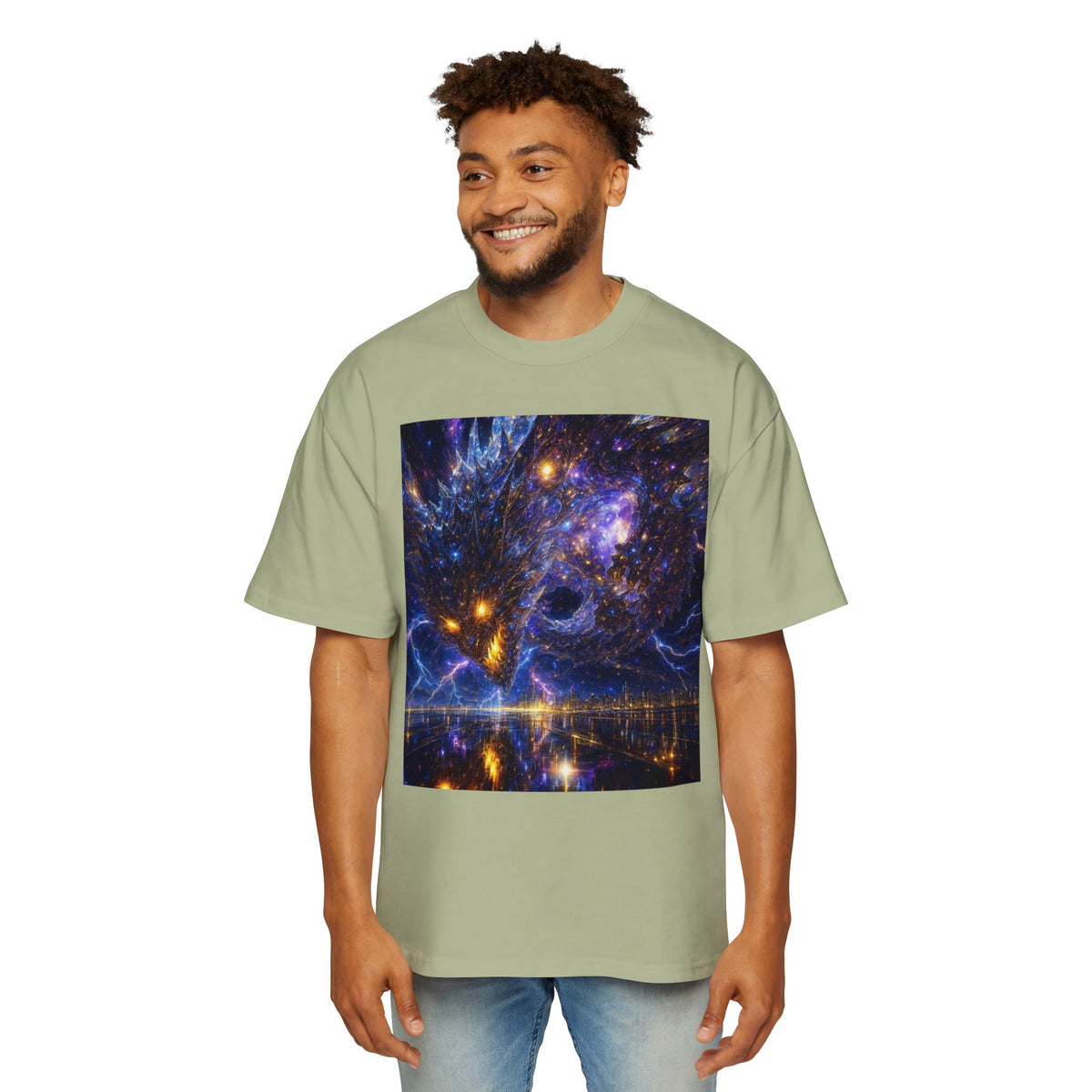 A Men's Oversized Cosmic Art Tee - Unique Space Graphic T-Shirt for Casual Wear, Sci-Fi Lovers, Gift for Birthdays, Festivals, Art Enthusiasts