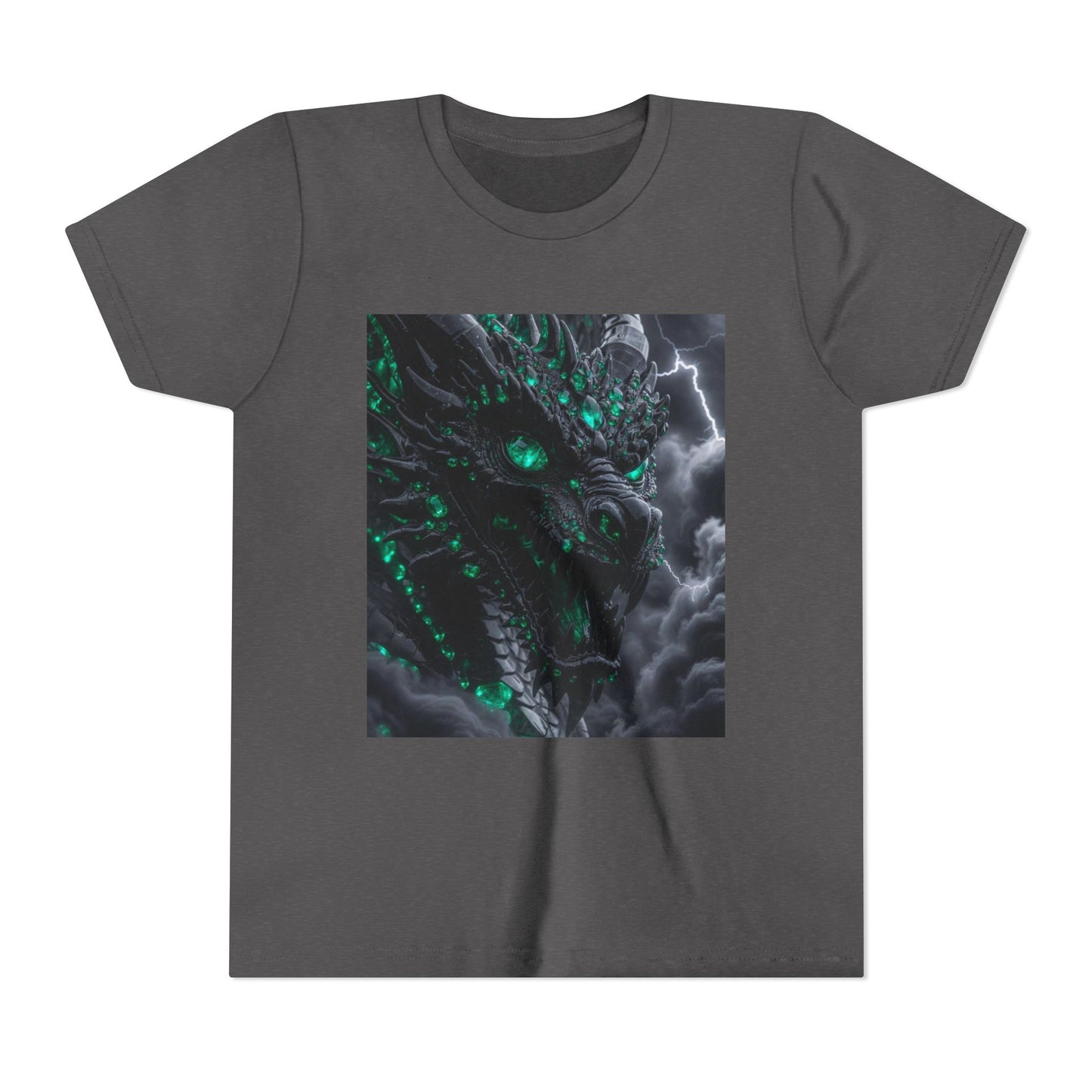 A Top selling Dragon Storm Youth Tee — Neon Green Dragon Illustration Graphic T-Shirt