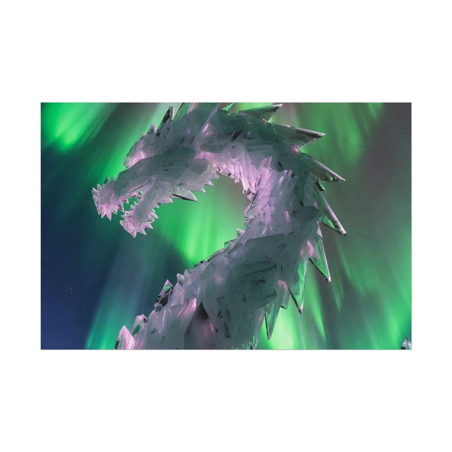 Aurora Ice Dragon Poster — Fantasy Wall Art Rolled Poster