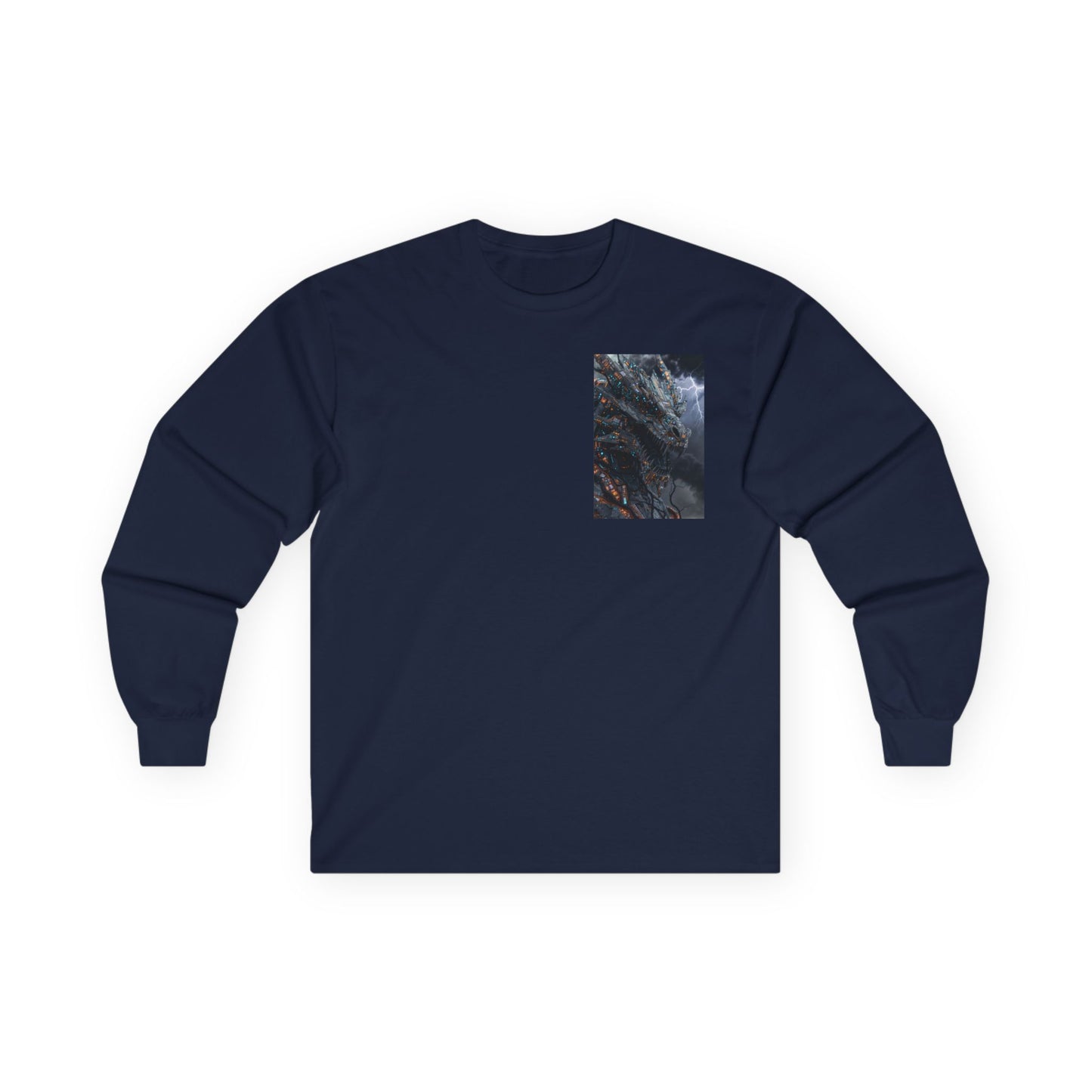 Long Sleeve Tee — Moody Ocean Cliff Photo Pocket Print
