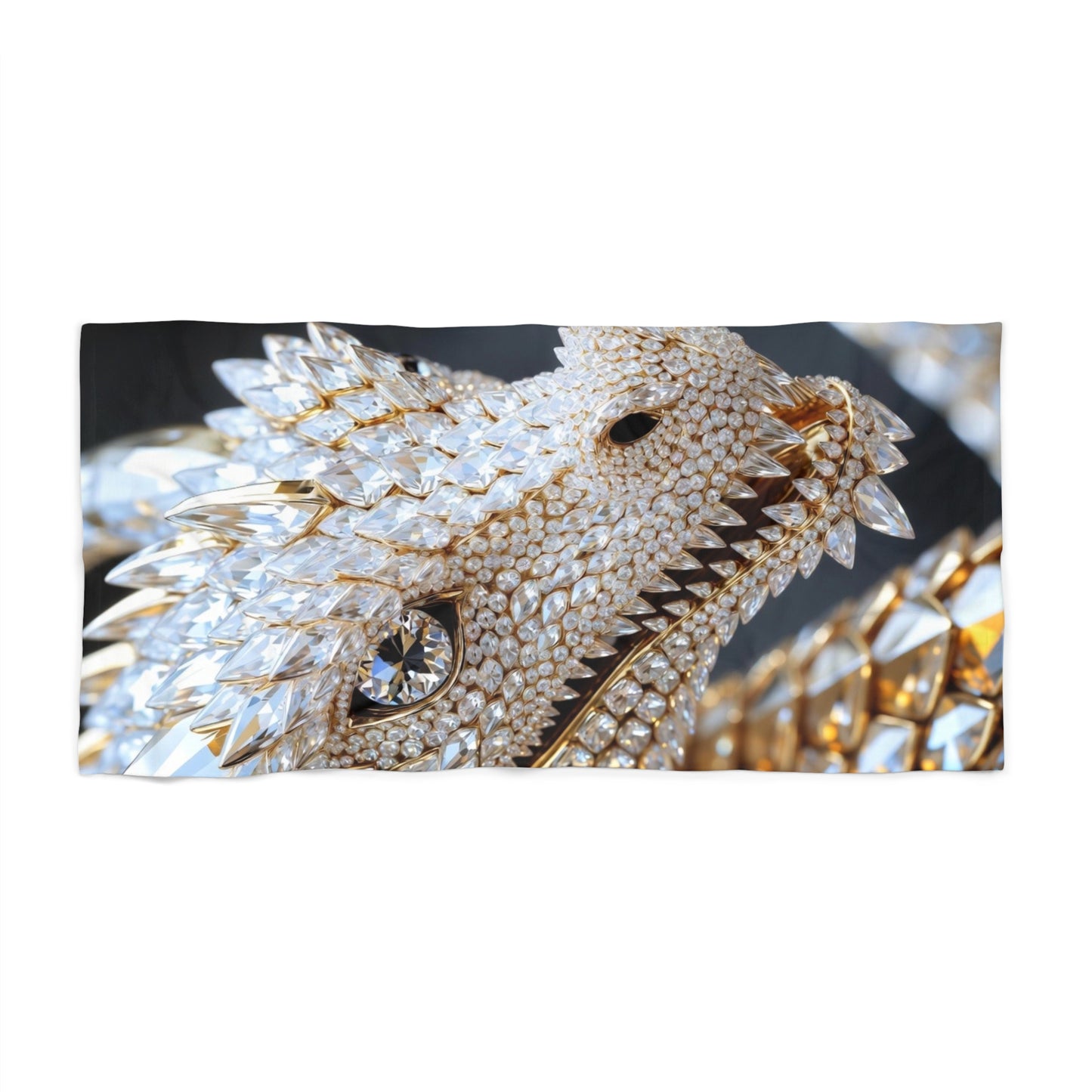 Crystal Dragon Beach Towel — Luxe Rhinestone Dragon Design