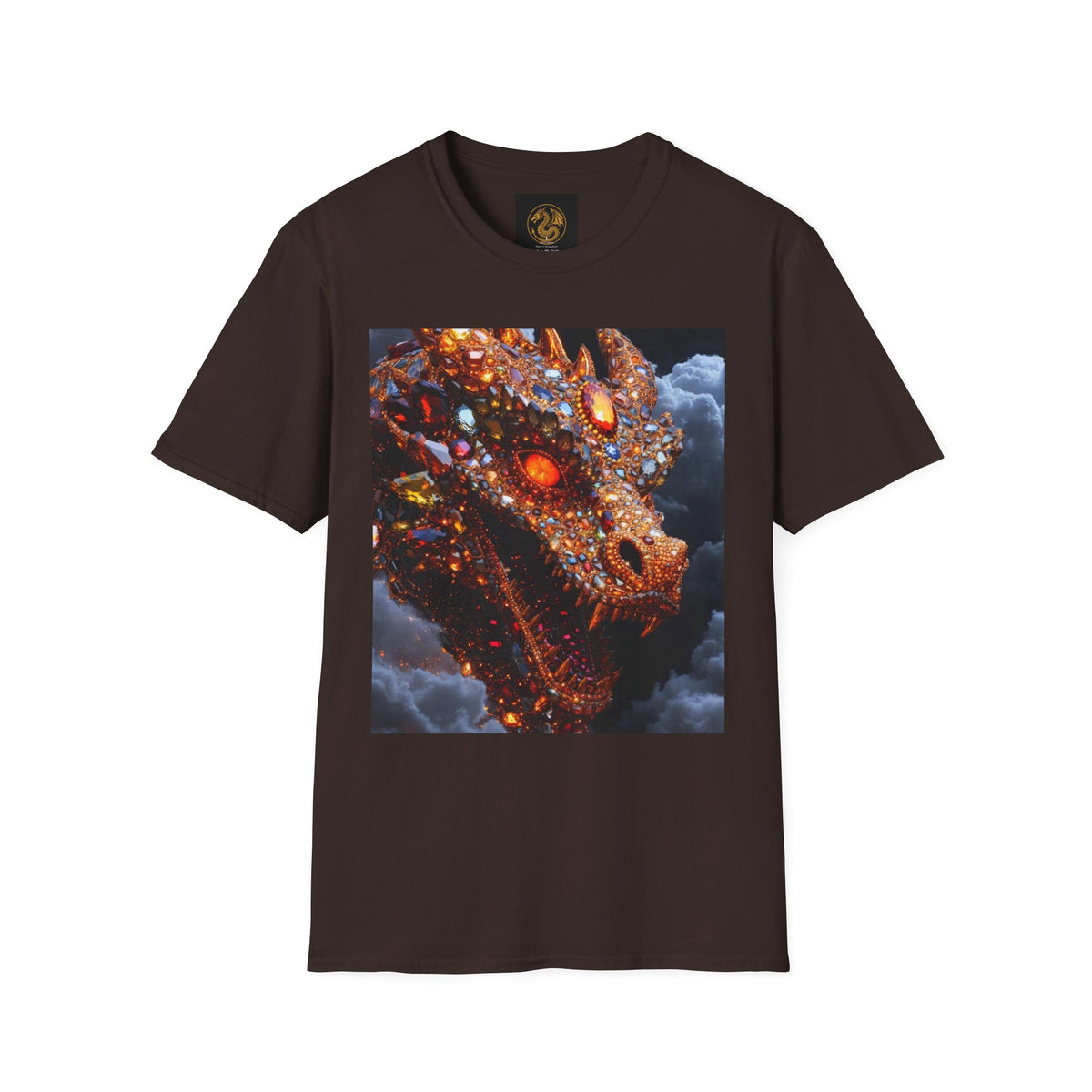 A Gemstone Dragon Head Graphic T-Shirt — Fiery Fantasy Scaly Creature Design