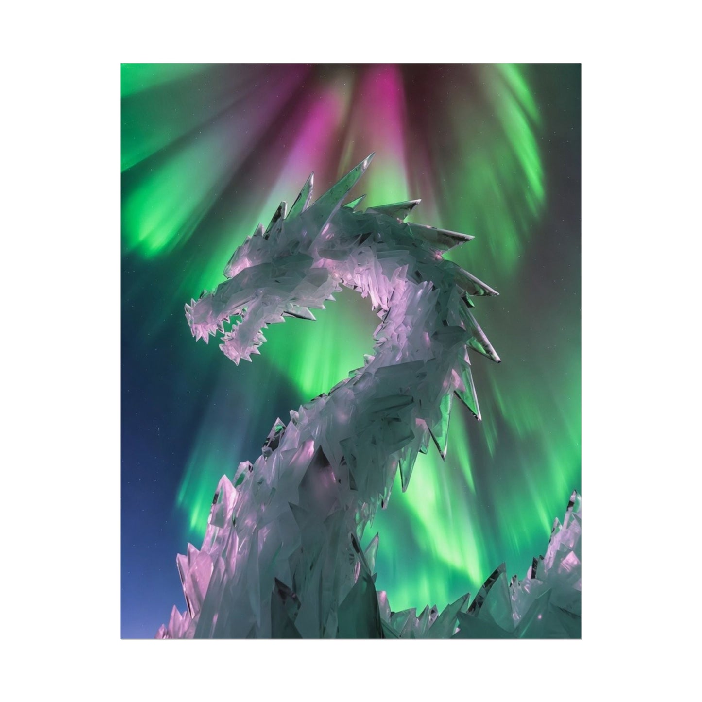 Aurora Ice Dragon Poster — Fantasy Wall Art Rolled Poster