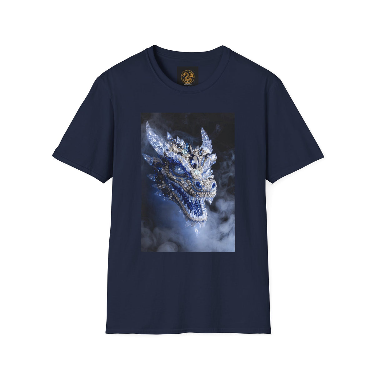 A Crystal Dragon Portrait T-Shirt — Mystical Blue Dragon Art Tee