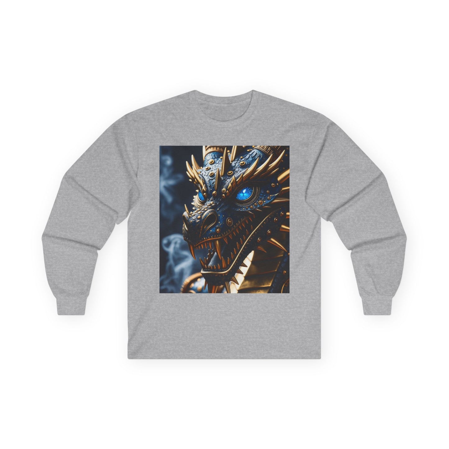 Dragon Graphic Long Sleeve Tee — Blue Eye Fantasy Dragon Shirt