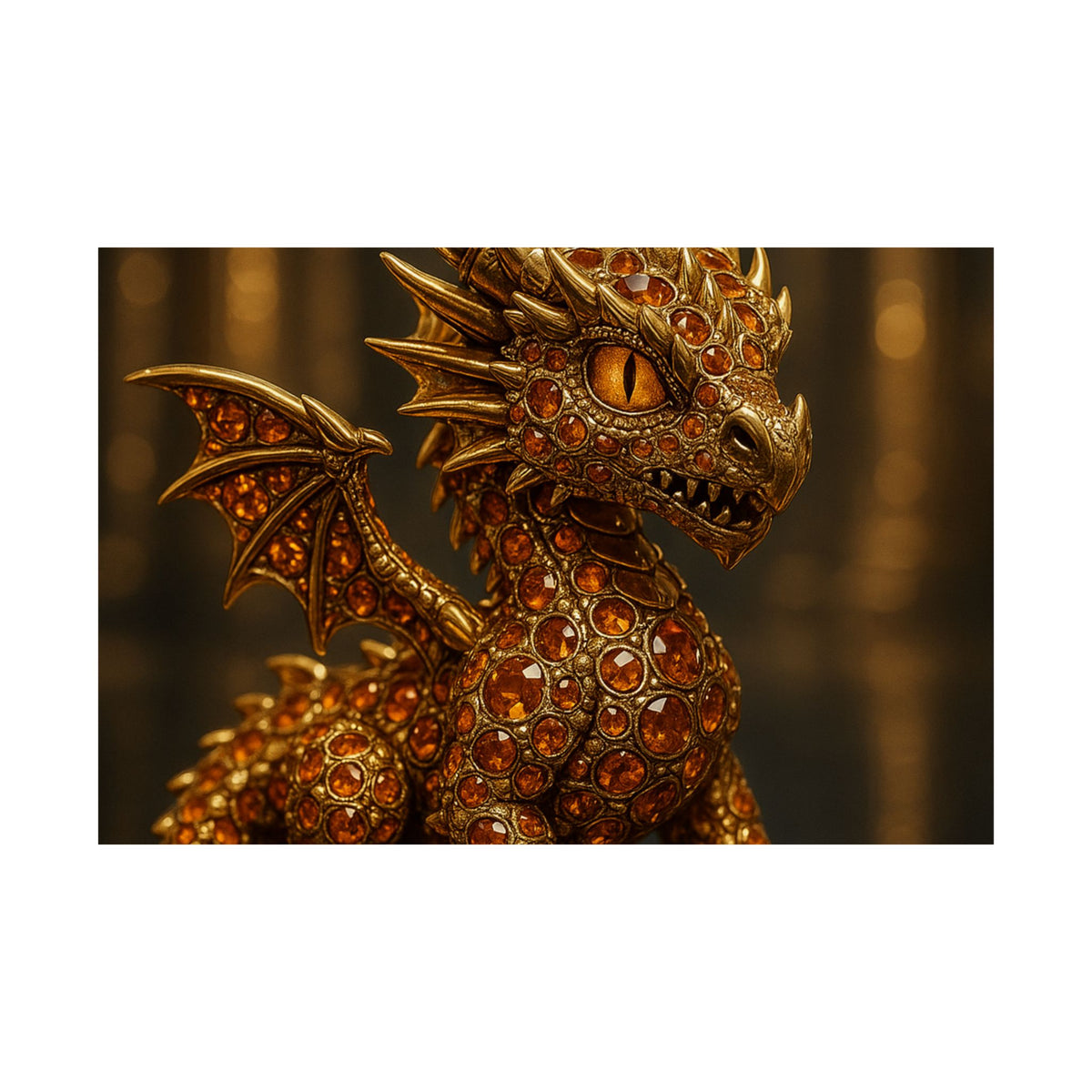 A Golden Orange Dragon Art Print, Satin Poster, Dragon Wall Art, Fantasy Decor, Gift for Gamers, Dragon Lover's Decoration