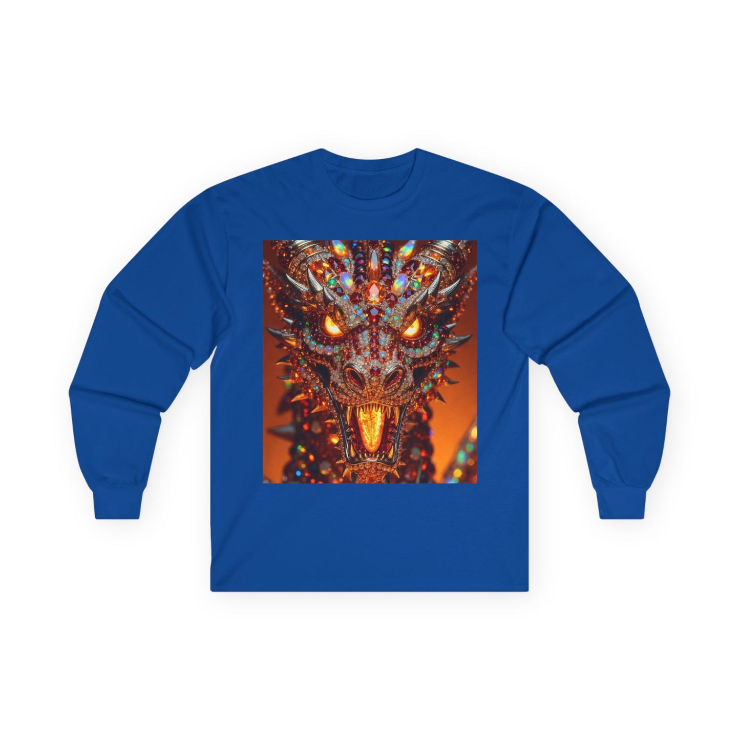 Dragon Portrait Long Sleeve Tee — Fiery Fantasy Monster Art