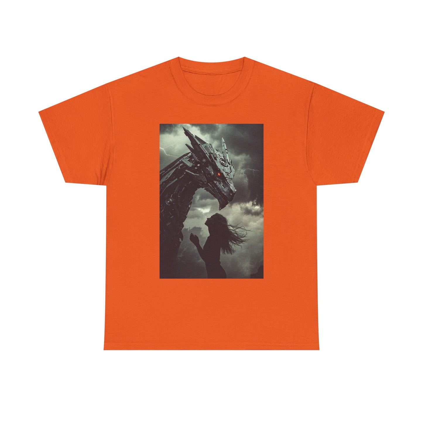 Dragon & Girl Fantasy T-Shirt — Dark Mythical Art Tee