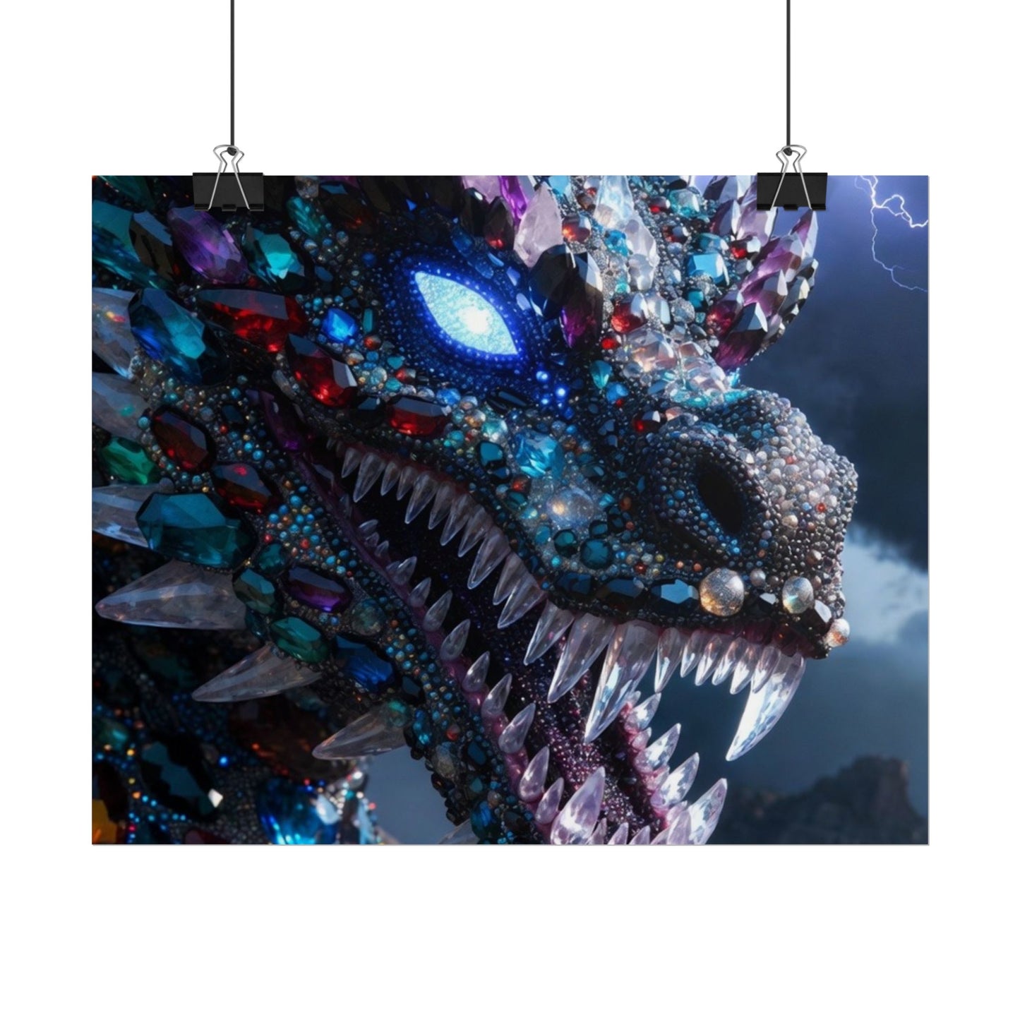 Dragon Crystal Poster — Fantasy Gem-Encrusted Dragon Wall Art (Rolled Poster)