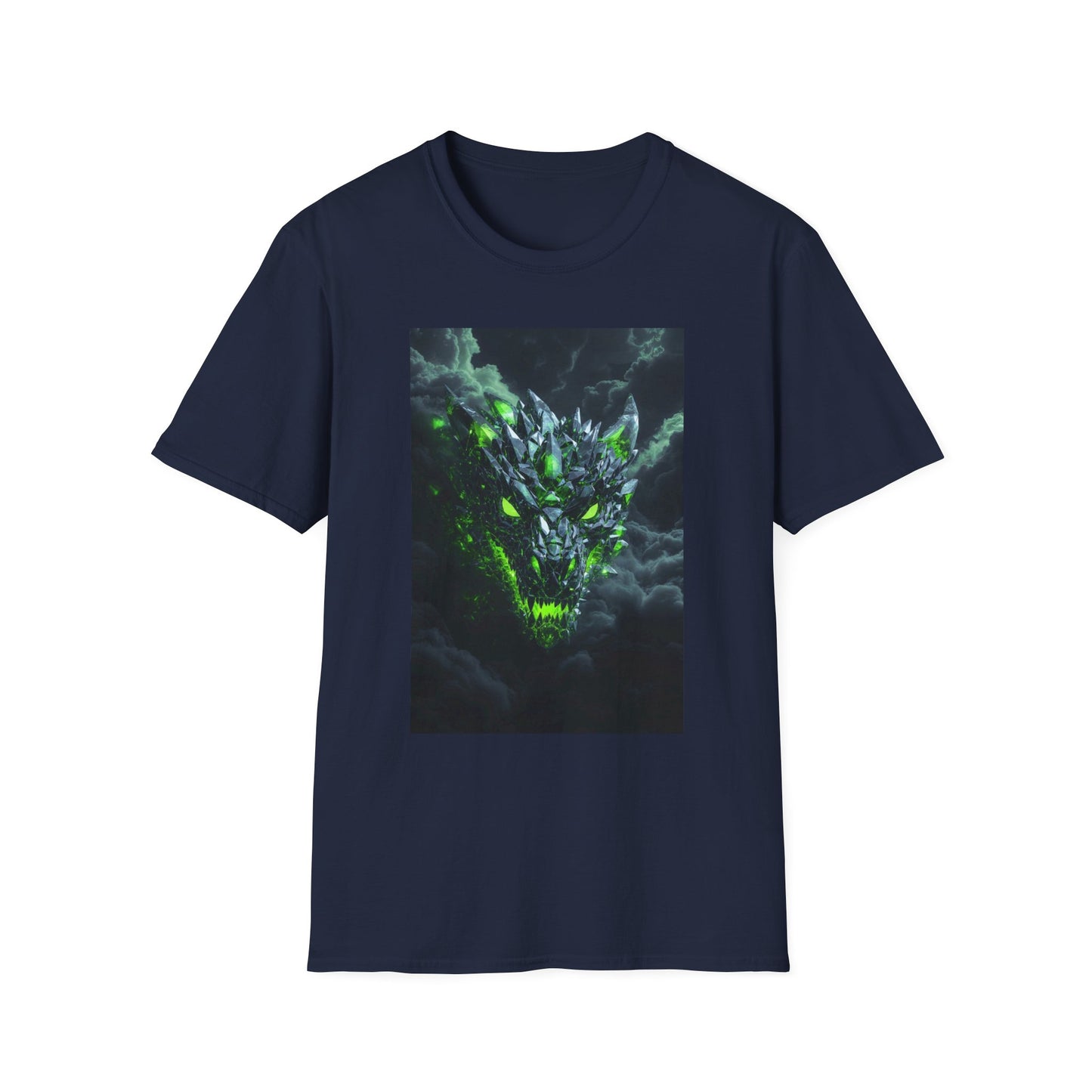 Dragon Skull T‑Shirt — Neon Green Crystal Wyvern Graphic Tee