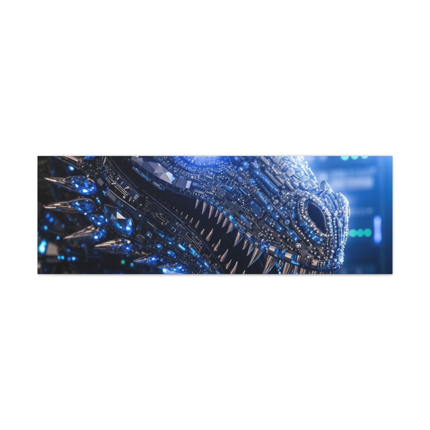 Cyber Dragon Canvas Print — Futuristic Metallic Dragon Wall Art