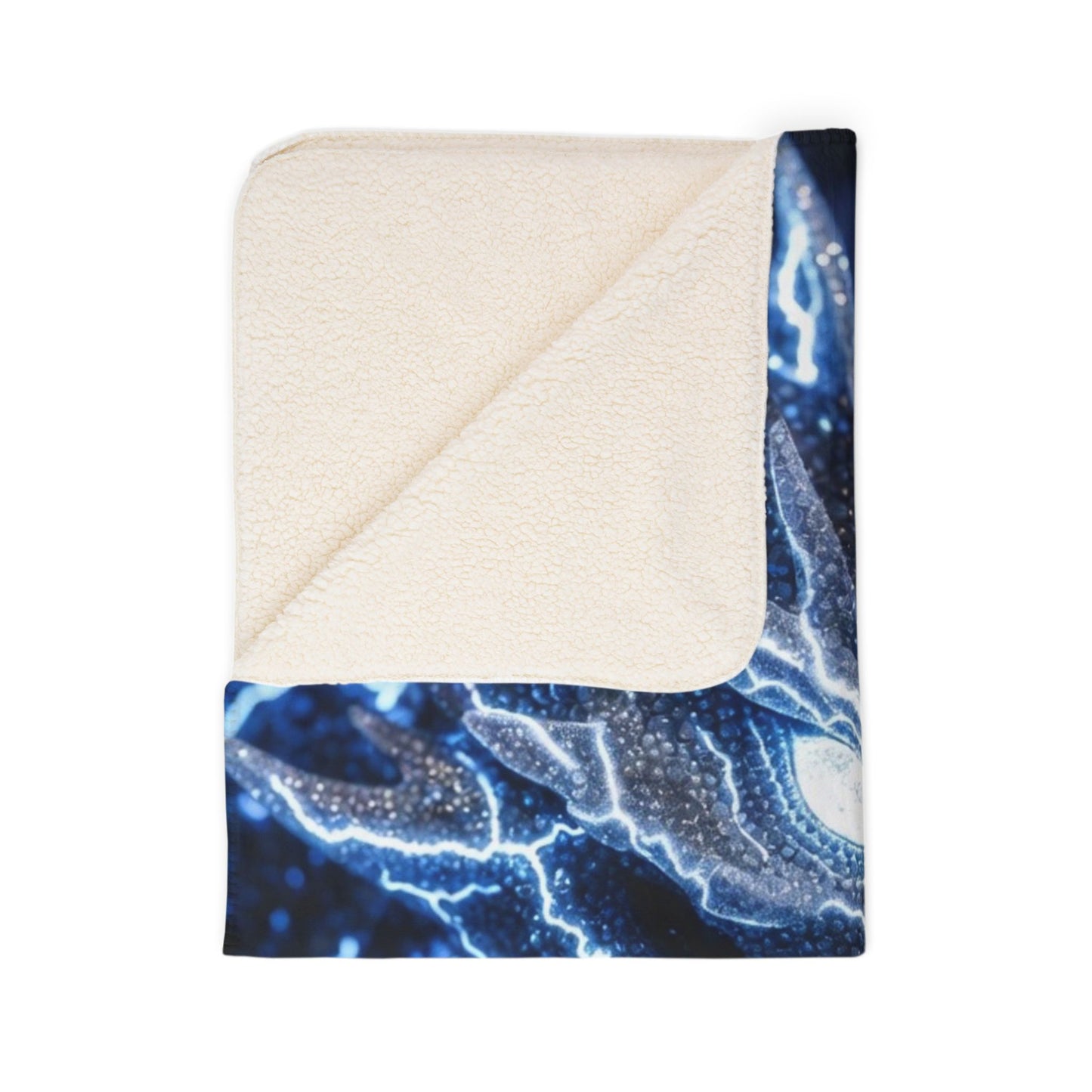 Electric Blue Dragon Sherpa Blanket — Lightning Fantasy Fleece Throw