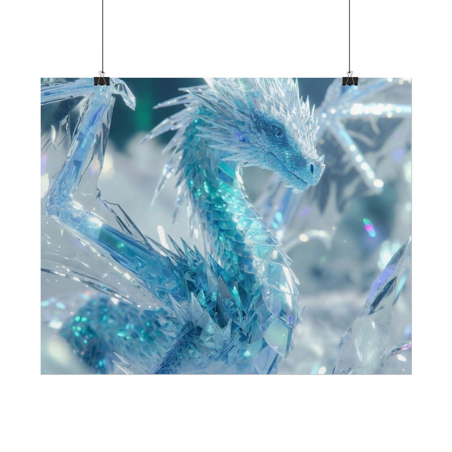 Ice Crystal Dragon Poster — Fantasy Aurora Wall Art (Rolled Poster)