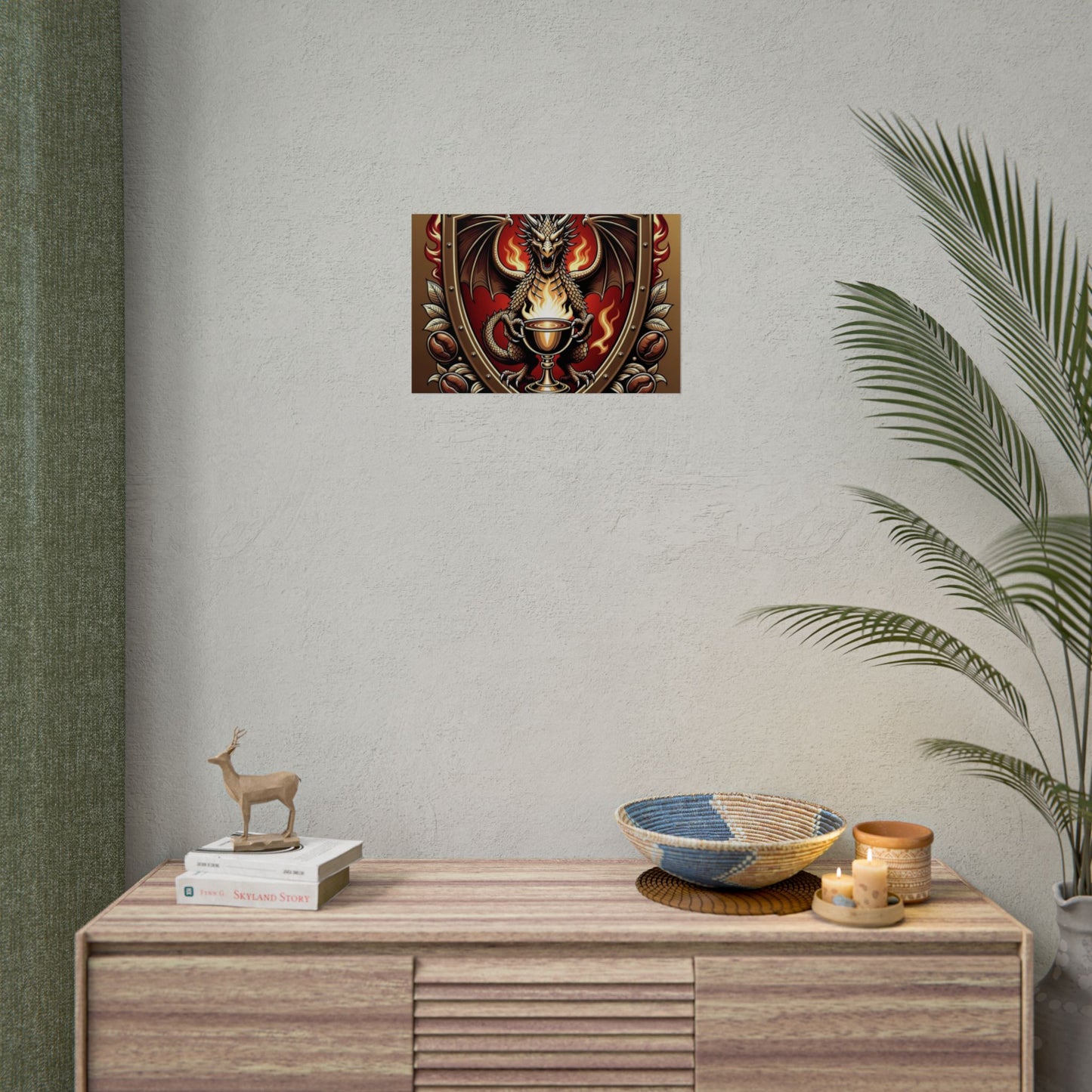 Dragon's Brew Poster — Fantasy Dragon Shield Artwork Rolled Poster