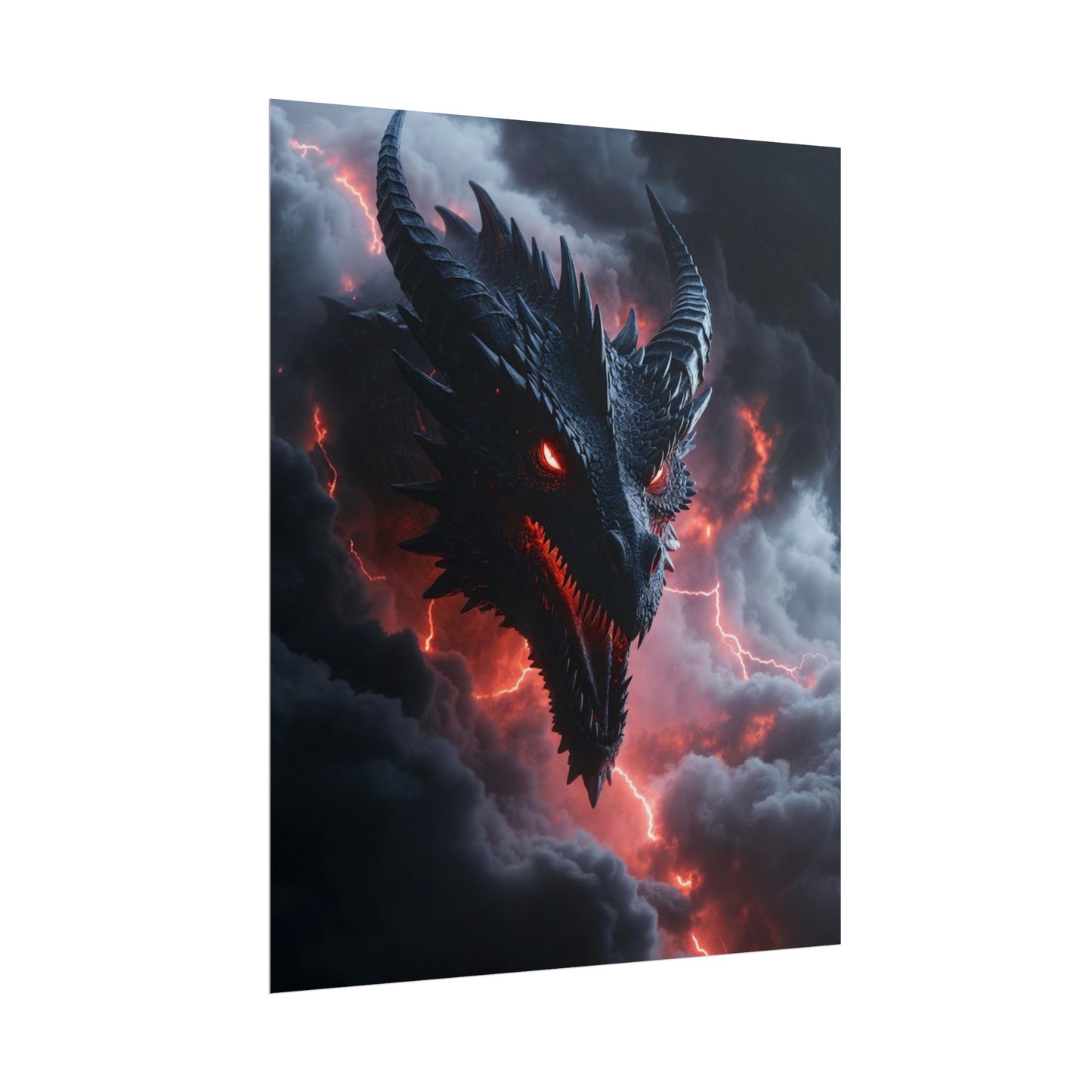 Dragon Storm Rolled Poster — Dark Fantasy Dragon Wall Art