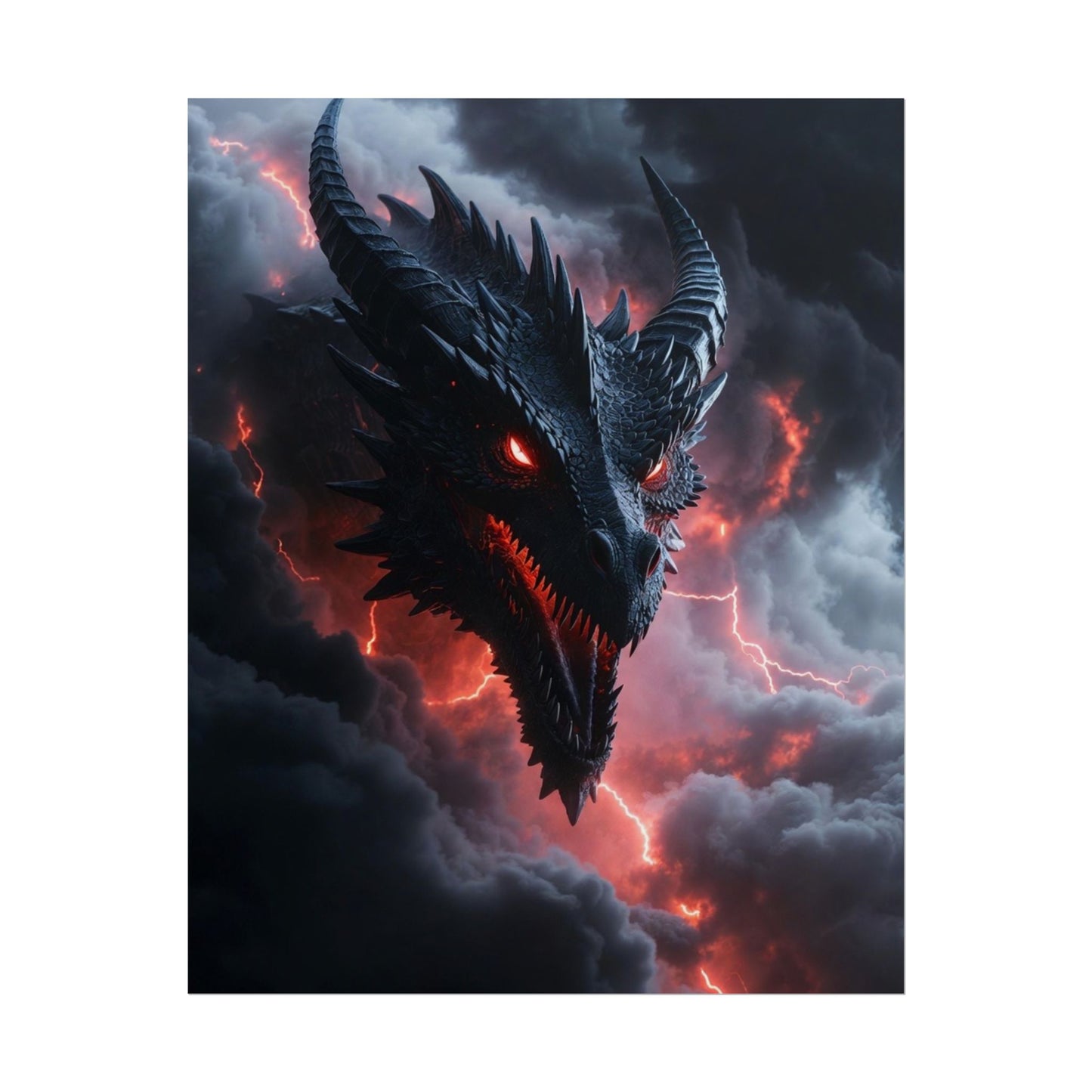 Dragon Storm Rolled Poster — Dark Fantasy Dragon Wall Art
