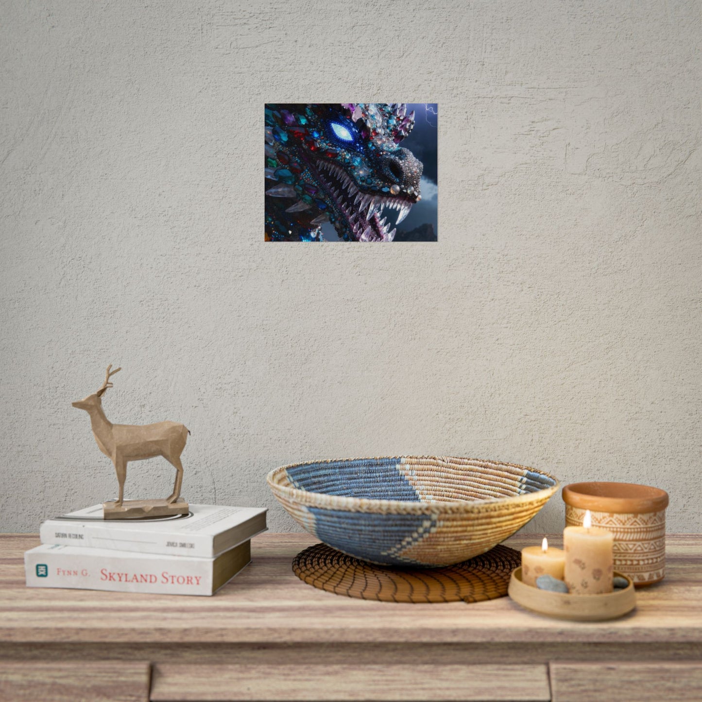 Dragon Crystal Poster — Fantasy Gem-Encrusted Dragon Wall Art (Rolled Poster)