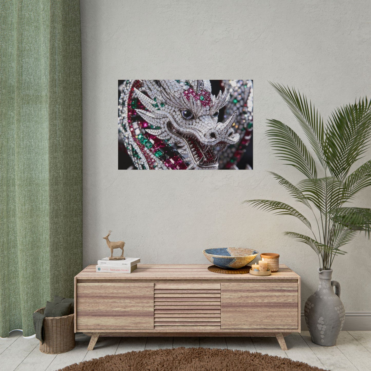 Dragon Jewel Poster — Luxury Gemstone Dragon Wall Art (Rolled Poster)
