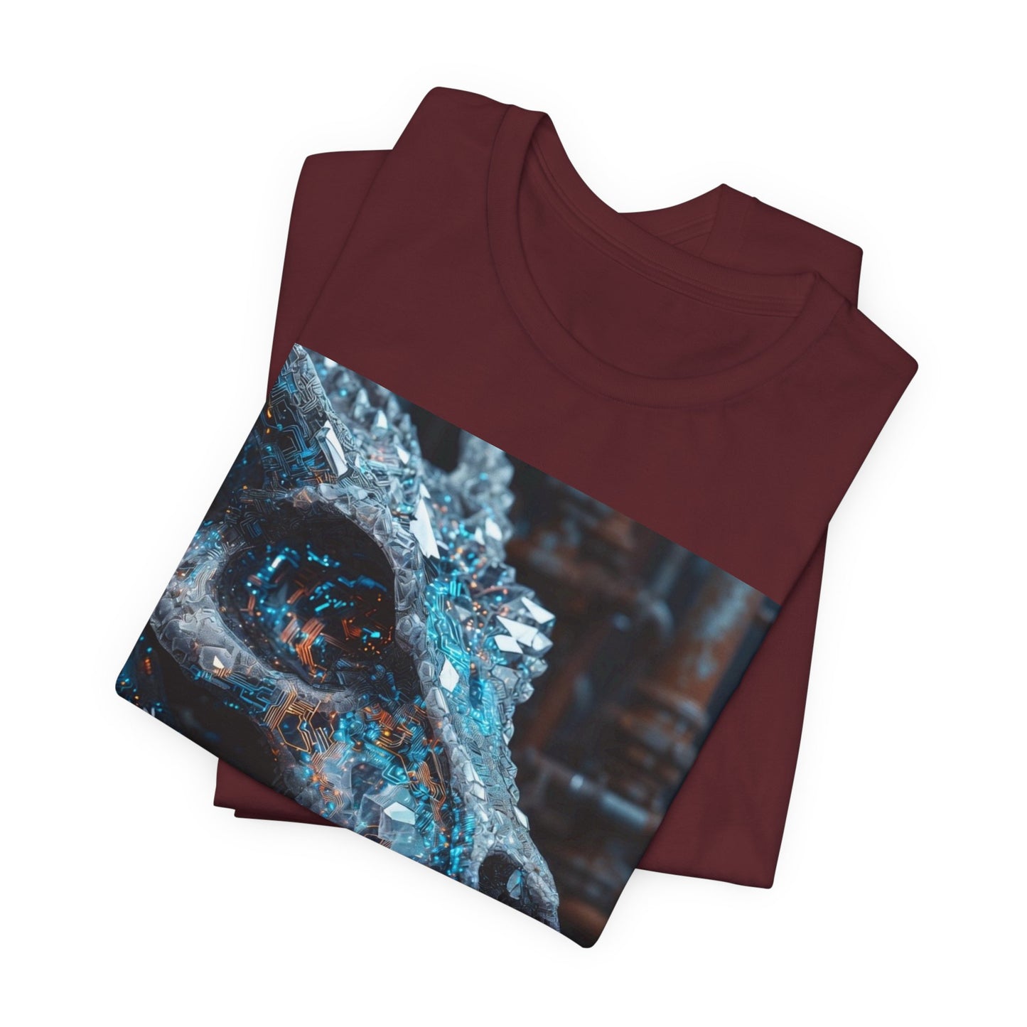 Dragon Skull Graphic Tee — Iridescent Fossil Art T-Shirt