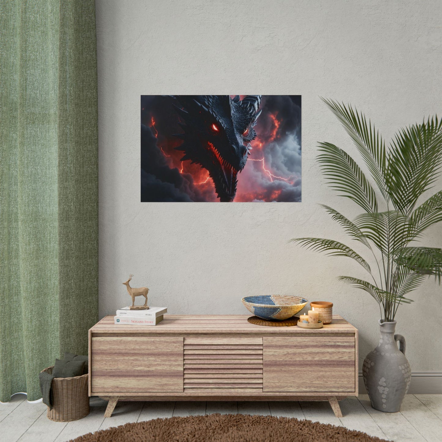 Dragon Storm Rolled Poster — Dark Fantasy Dragon Wall Art
