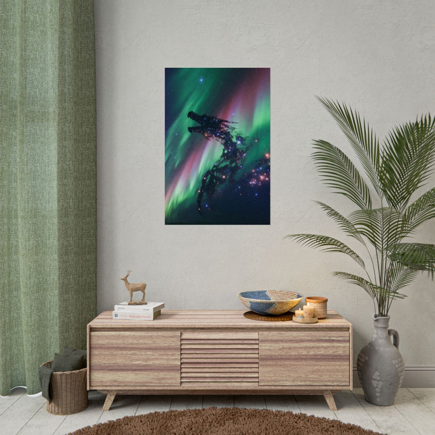 Aurora Dragon Poster — Cosmic Northern Lights Wall Art (Rolled Poster)