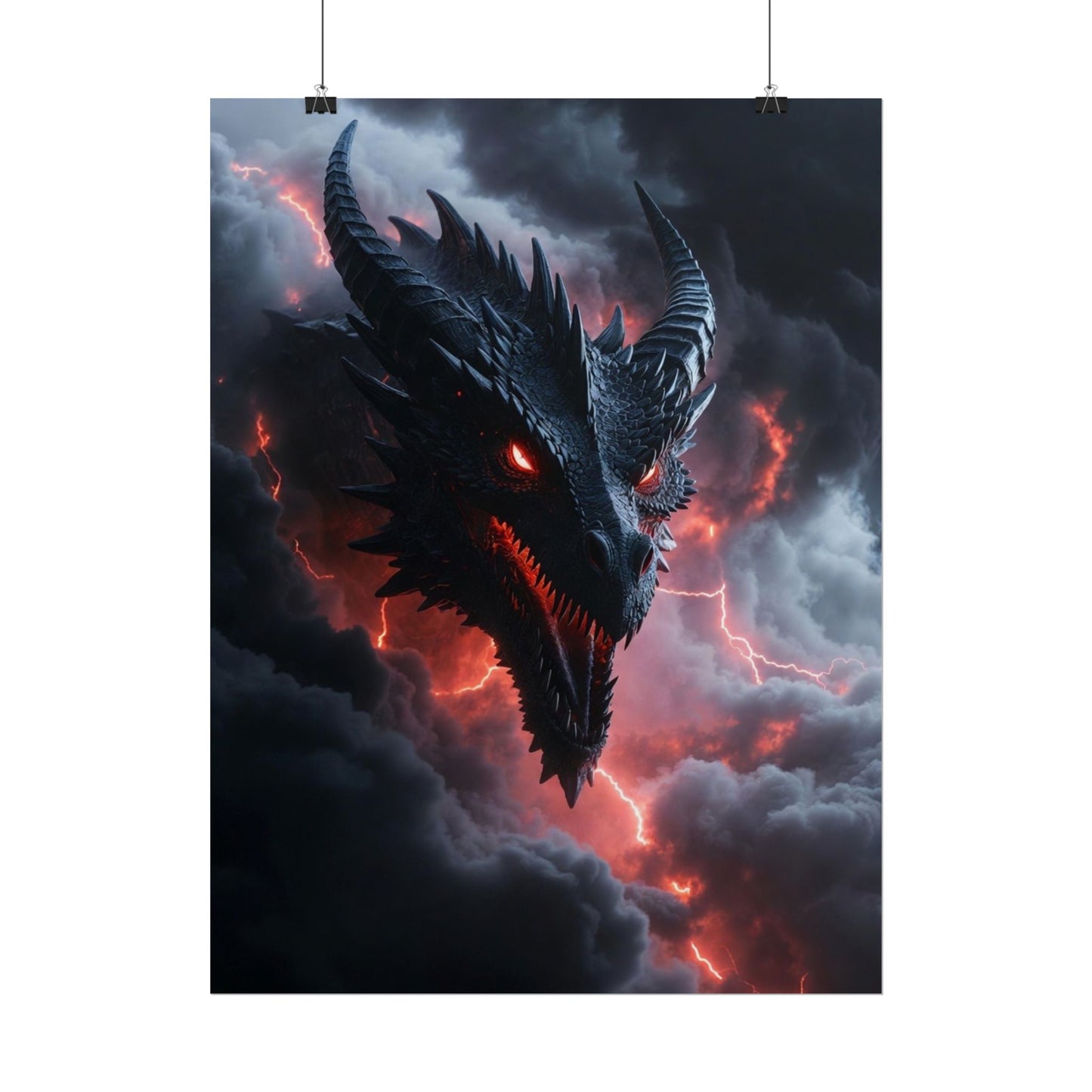 Dragon Storm Rolled Poster — Dark Fantasy Dragon Wall Art
