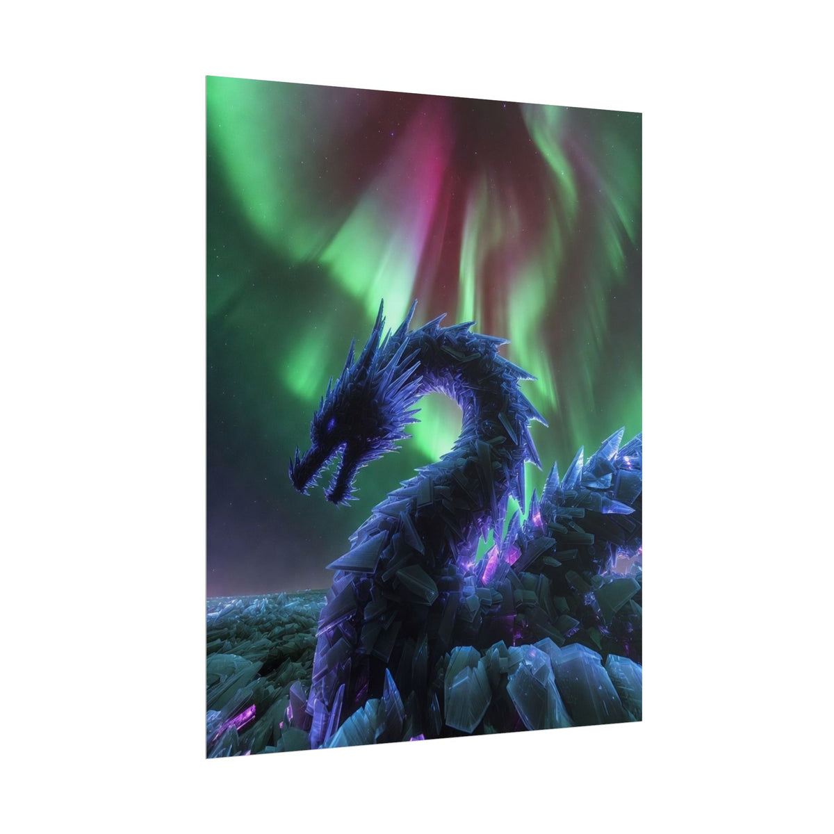 Aurora Crystal Dragon Poster — Fantasy Wall Art Print