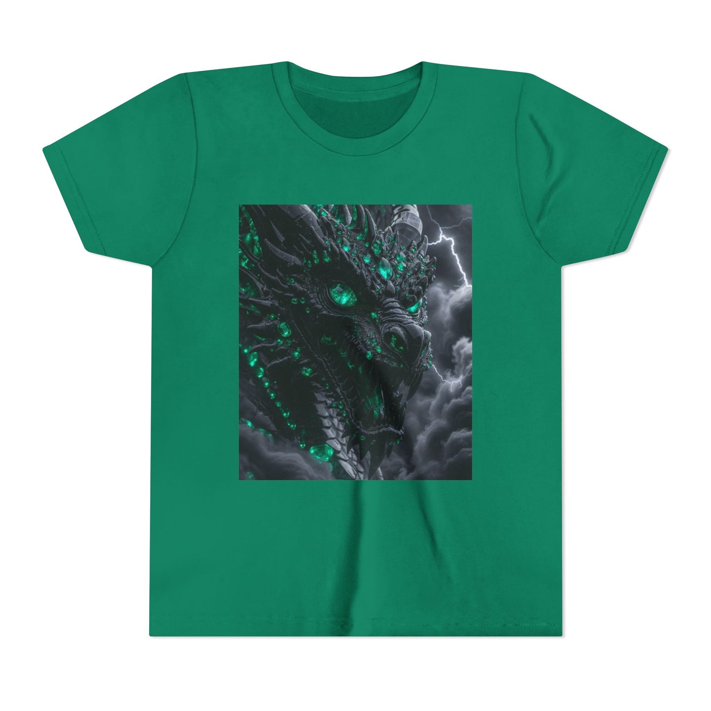 A Top selling Dragon Storm Youth Tee — Neon Green Dragon Illustration Graphic T-Shirt