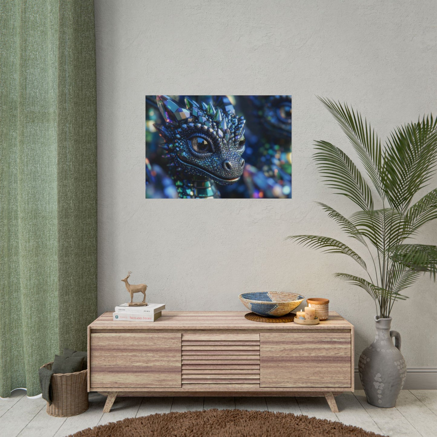 Crystal Dragon Rolled Poster — Fantasy Wall Art Print