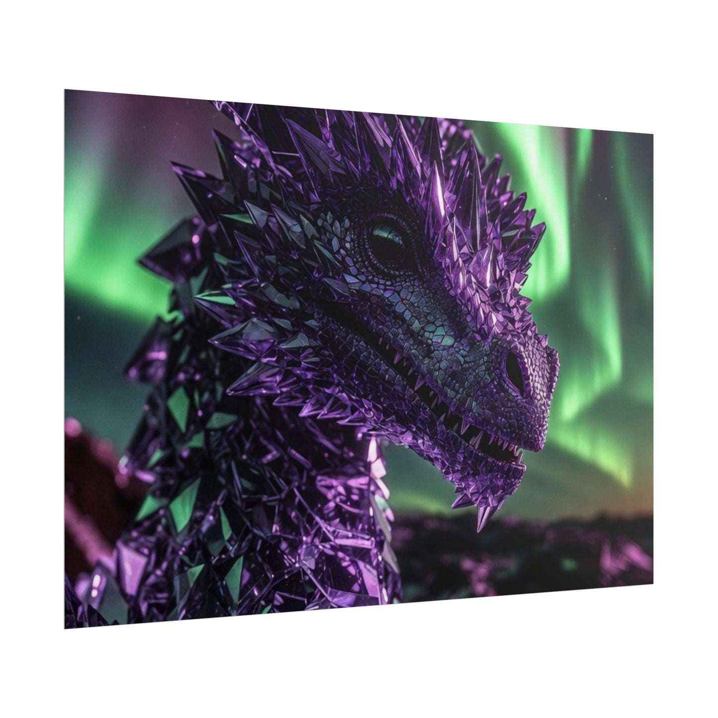 Aurora Dragon Rolled Poster — Purple Crystal Dragon Wall Art