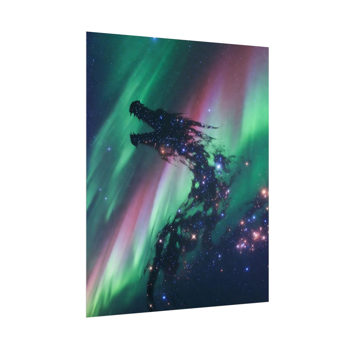 Aurora Dragon Poster — Cosmic Northern Lights Wall Art (Rolled Poster)