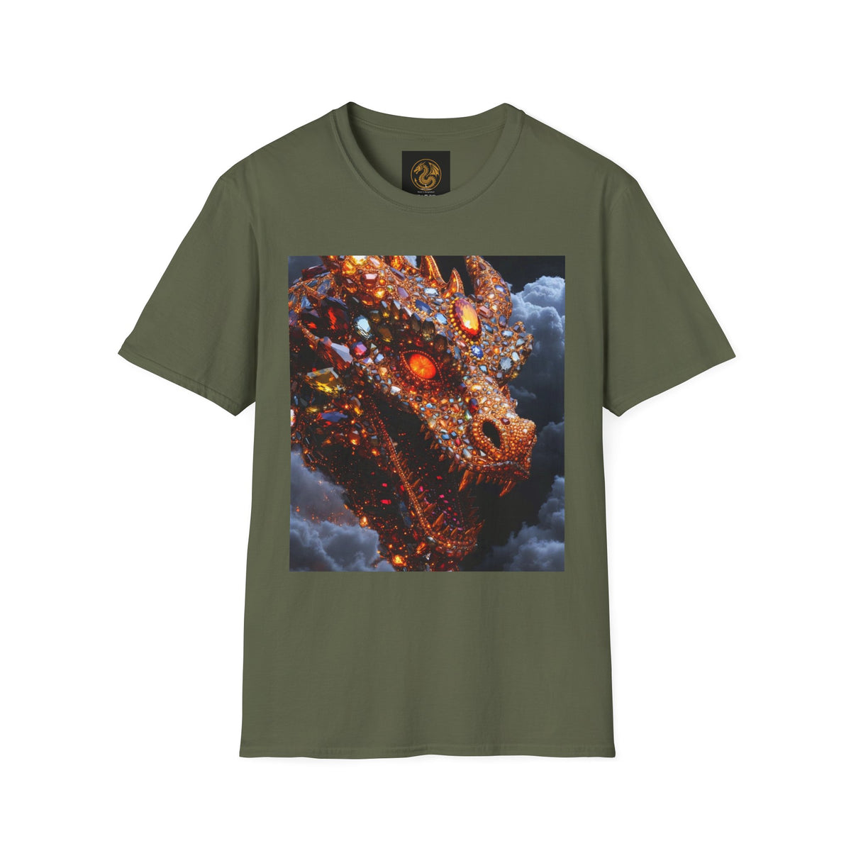 A Gemstone Dragon Head Graphic T-Shirt — Fiery Fantasy Scaly Creature Design