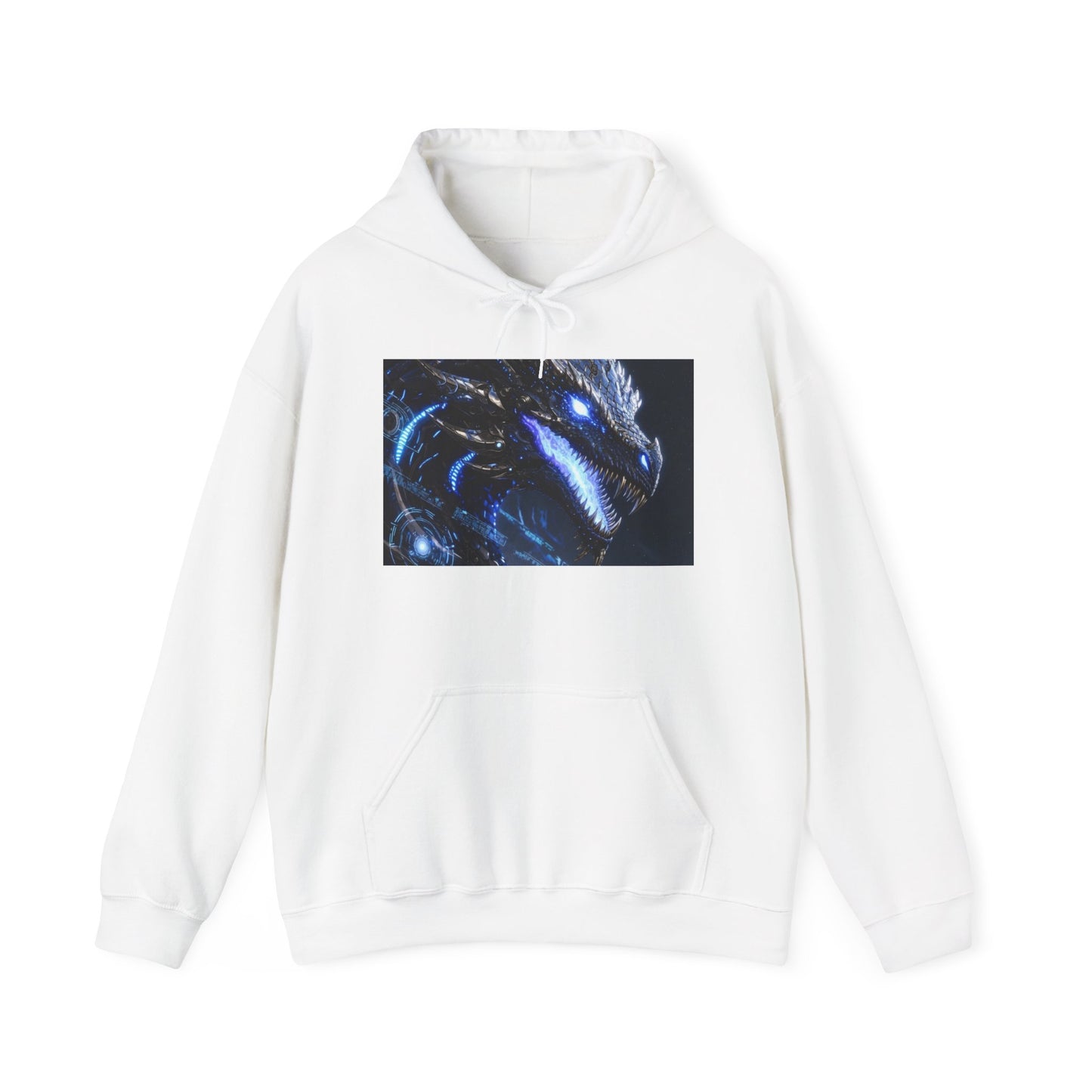Blue Dragon Hoodie – Neon Fantasy Dragon Face Pullover