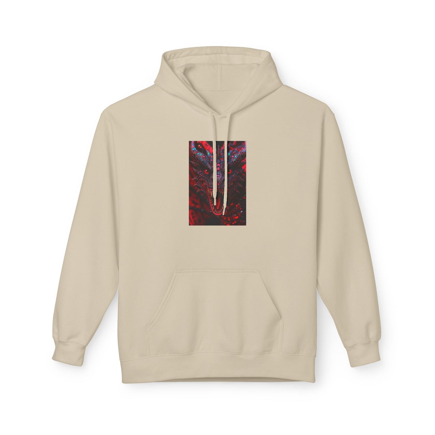 Abstract Red Dragon Marble Hoodie — Minimal Center Art Pullover