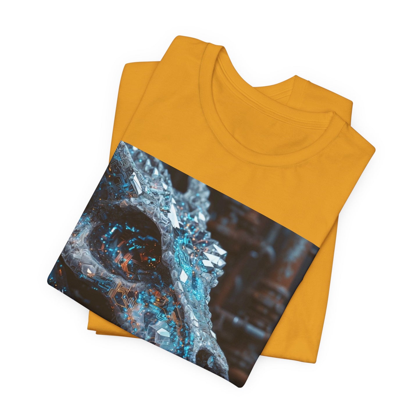 Dragon Skull Graphic Tee — Iridescent Fossil Art T-Shirt