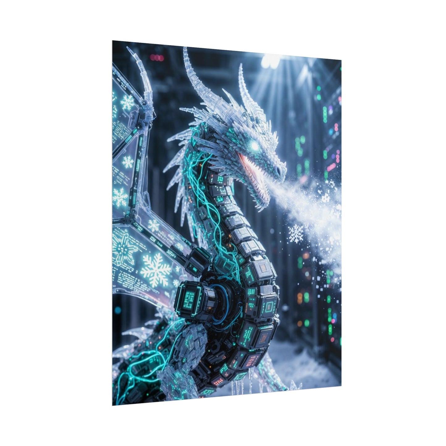 Rolled Poster — Cyber Ice Dragon Fantasy Art Print