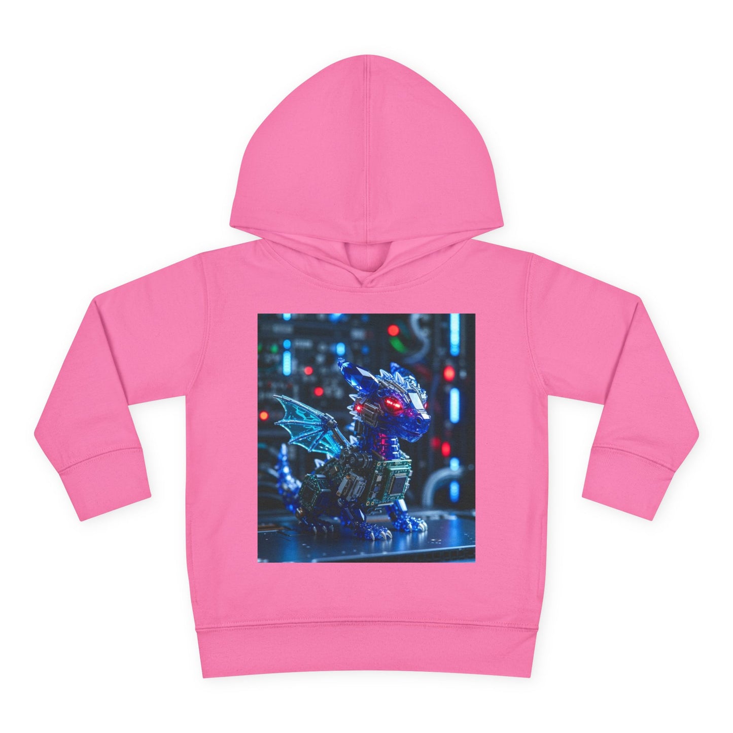 Toddler Hoodie — Neon Robot Dragon Pullover for Kids