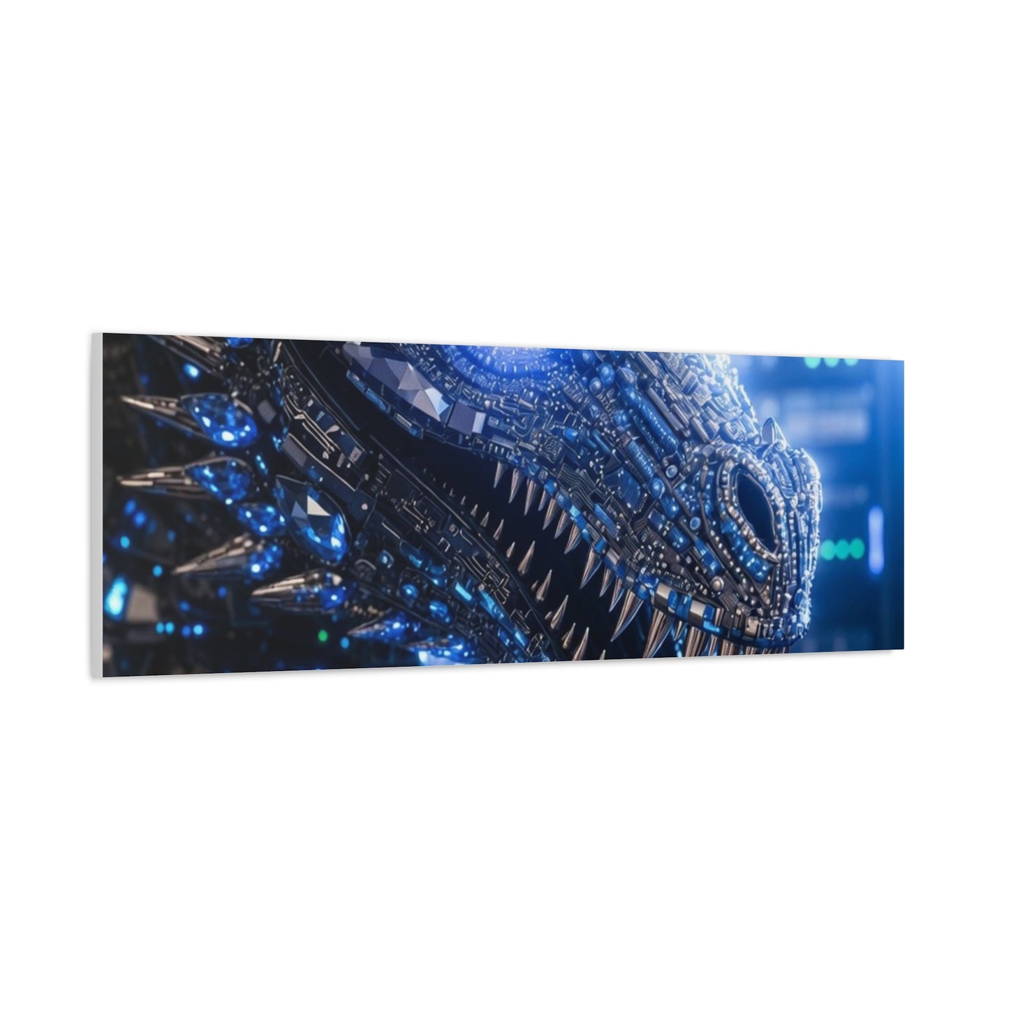 Cyber Dragon Canvas Print — Futuristic Metallic Dragon Wall Art