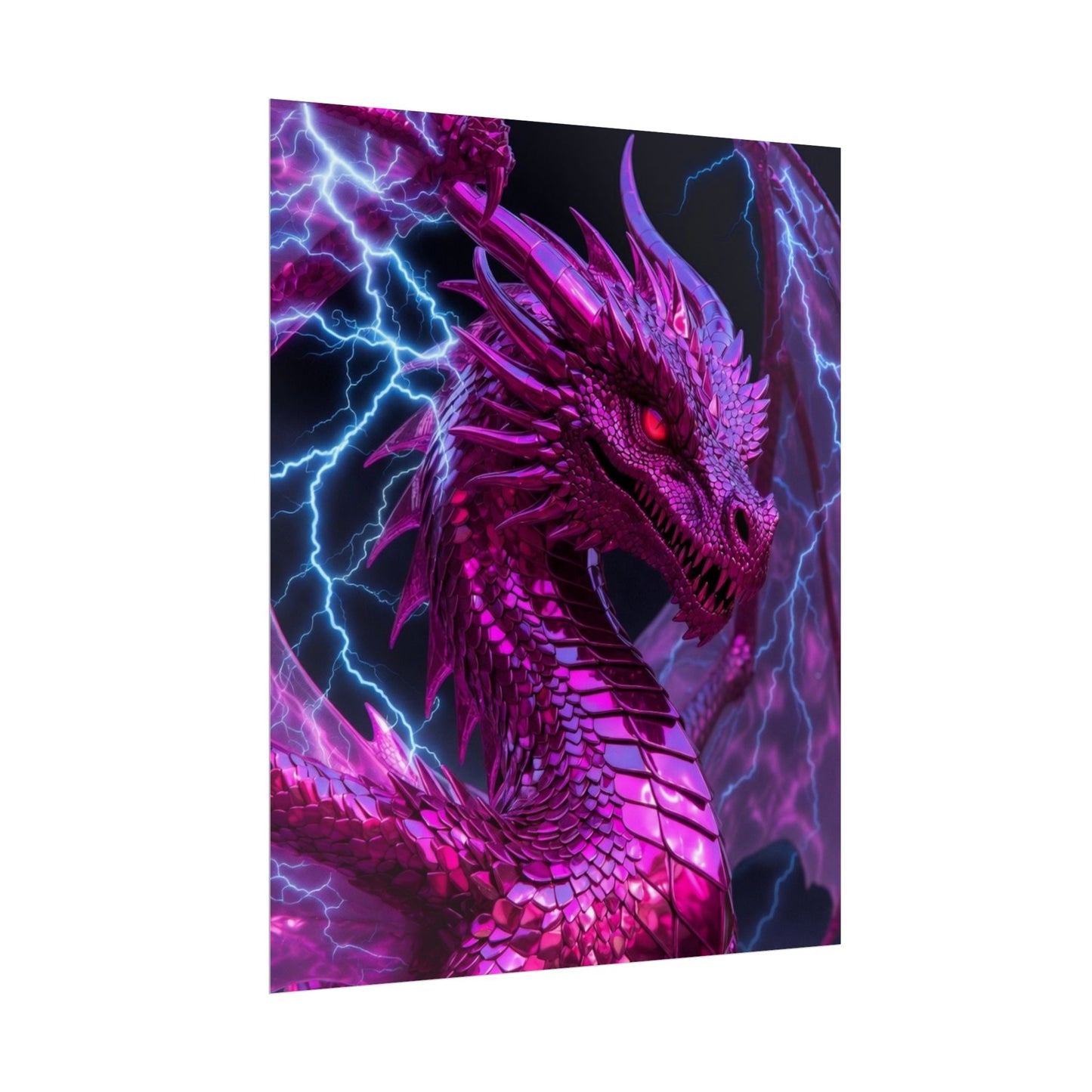 Pink Electric Dragon Poster — Fantasy Wall Art Rolled Poster