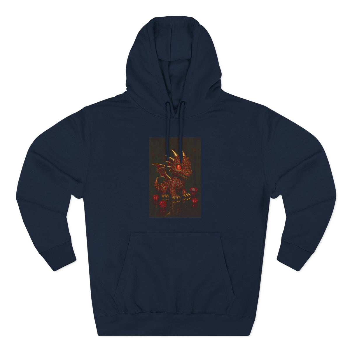 A RUBY RED Dragon Swirl Fleece Hoodie - Three-Panel Design for Fantasy Lovers